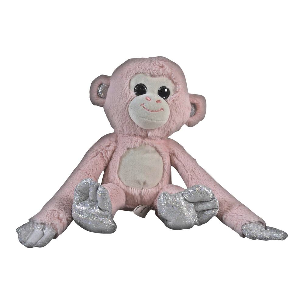 Fiesta Pink Monkey Plush 13" Cotton Candy Cuties Silver Sparkle Stuffed Animal